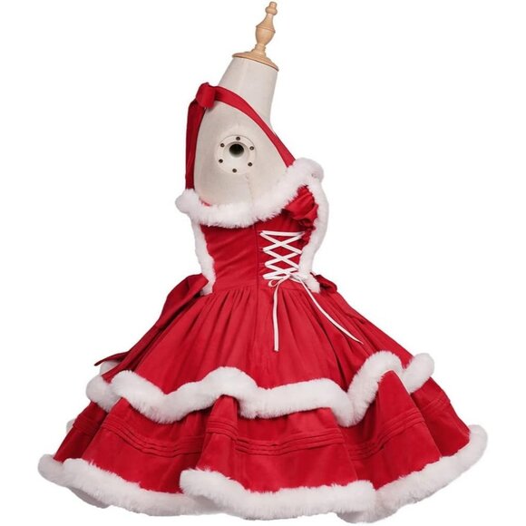 Women’s Christmas Dress with Skirt & Hooded Cloak for Holiday Outfits - Picture 7 of 8